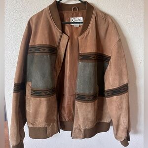 Scully Mens Size M Aztec Navajo Cowboy Western Suede Leather Jacket Bomber Brown